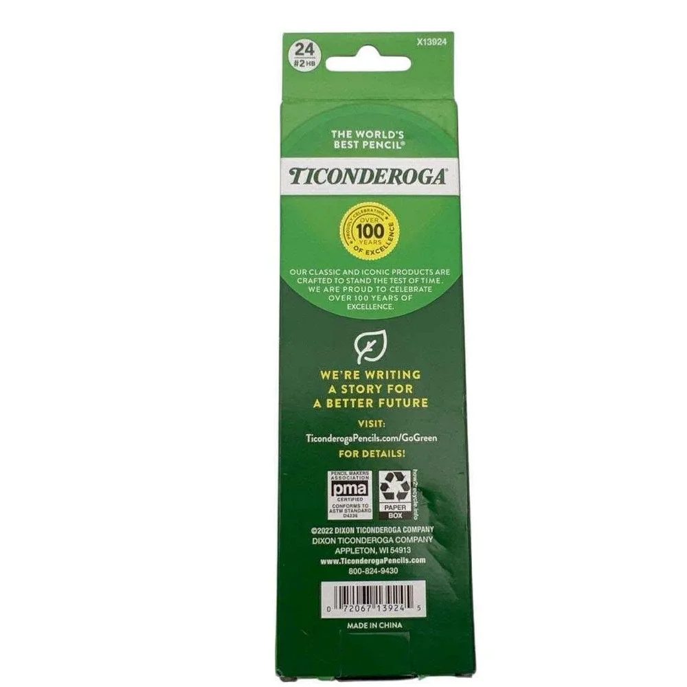Ticonderoga 24 Count‎ Pencils #2 HB Unsharpened The World's Best Pencil